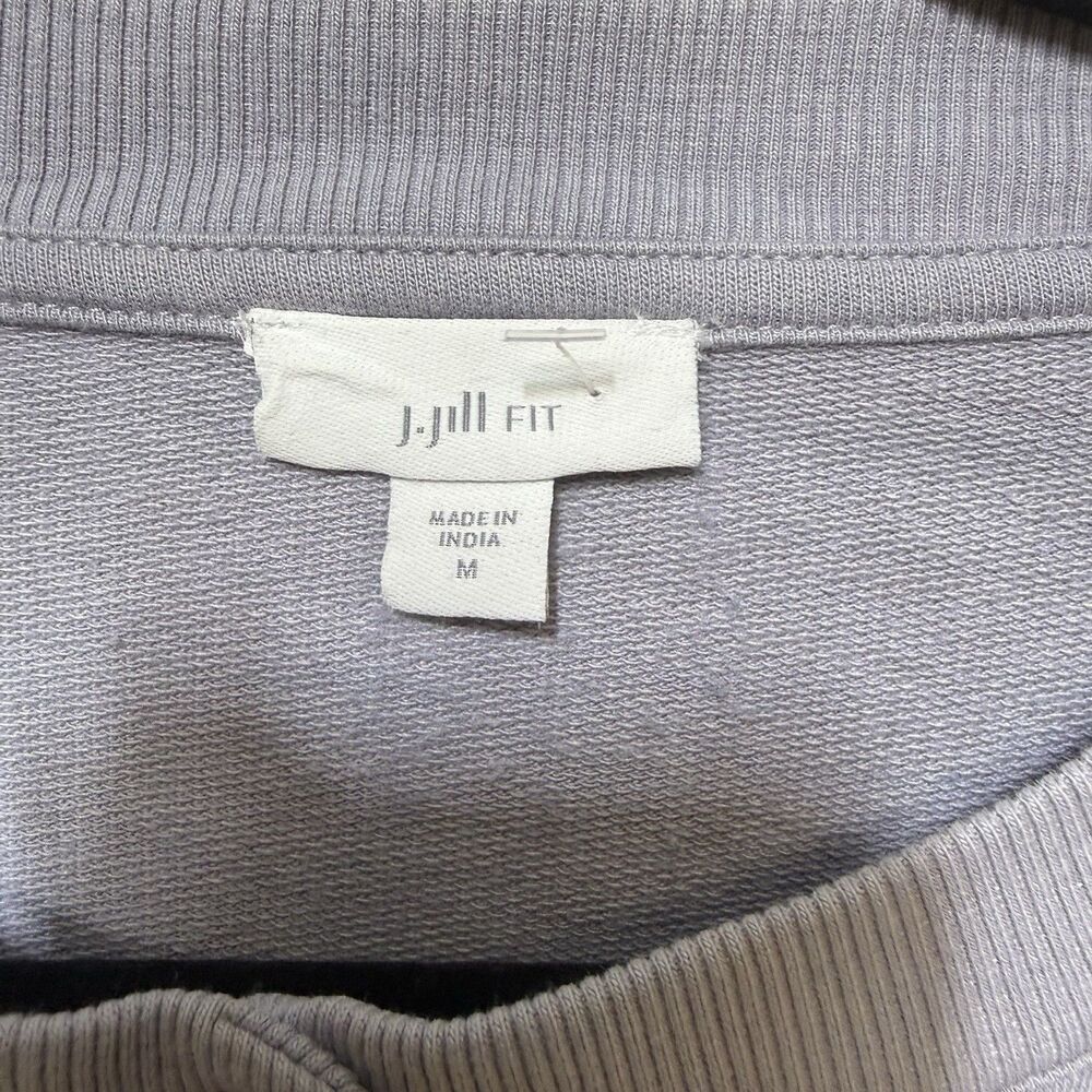 J Jill Fit Sweatshirt Women M Lavender Grey Long Sleeve 1/4 Button Neck Pullover - Picture 3 of 5